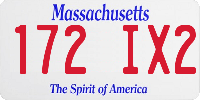 MA license plate 172IX2