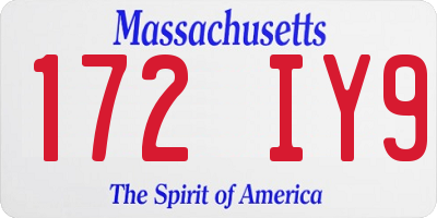 MA license plate 172IY9