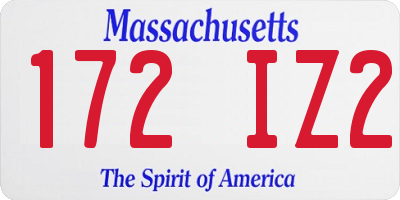 MA license plate 172IZ2