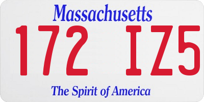 MA license plate 172IZ5