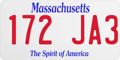 MA license plate 172JA3