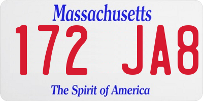 MA license plate 172JA8