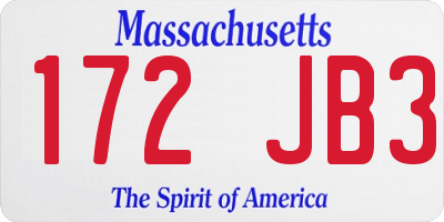 MA license plate 172JB3