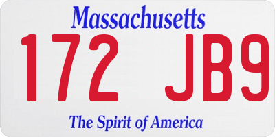 MA license plate 172JB9