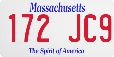 MA license plate 172JC9