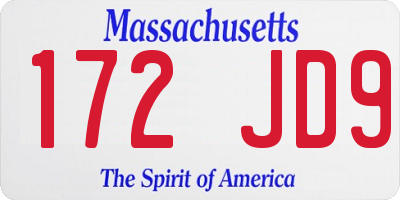 MA license plate 172JD9