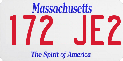 MA license plate 172JE2