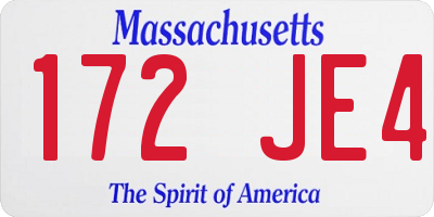 MA license plate 172JE4