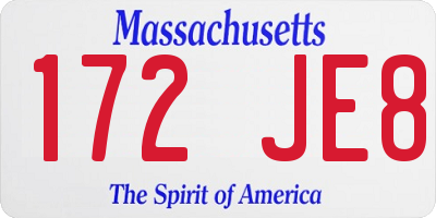 MA license plate 172JE8
