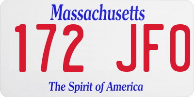 MA license plate 172JF0