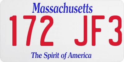 MA license plate 172JF3
