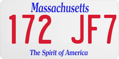 MA license plate 172JF7