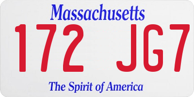 MA license plate 172JG7