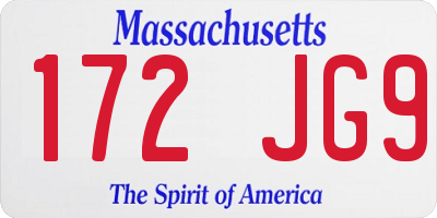 MA license plate 172JG9