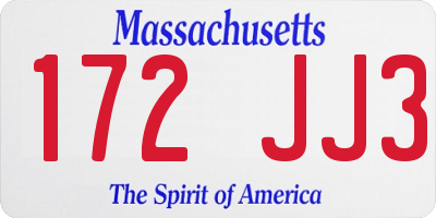 MA license plate 172JJ3
