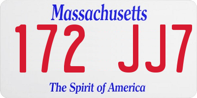 MA license plate 172JJ7