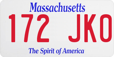MA license plate 172JK0