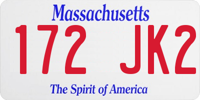 MA license plate 172JK2