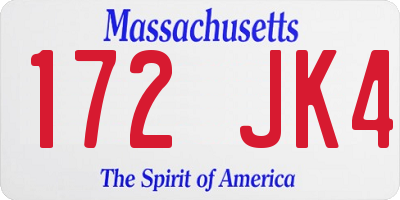 MA license plate 172JK4
