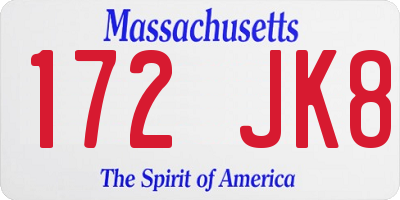 MA license plate 172JK8