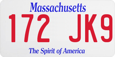 MA license plate 172JK9