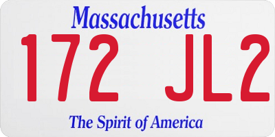 MA license plate 172JL2