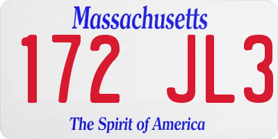 MA license plate 172JL3