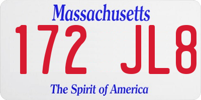 MA license plate 172JL8