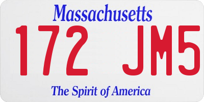 MA license plate 172JM5