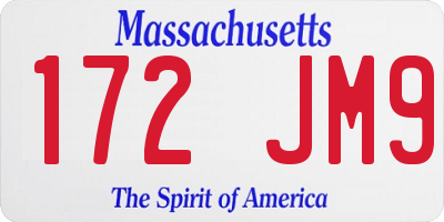 MA license plate 172JM9