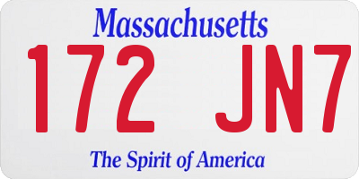 MA license plate 172JN7
