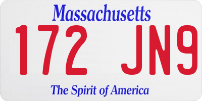 MA license plate 172JN9