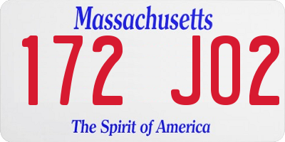 MA license plate 172JO2
