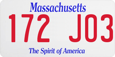 MA license plate 172JO3