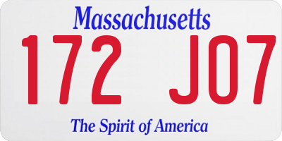 MA license plate 172JO7