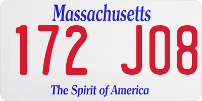 MA license plate 172JO8