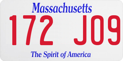 MA license plate 172JO9
