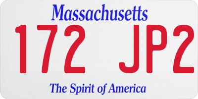 MA license plate 172JP2