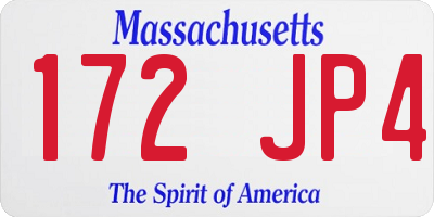 MA license plate 172JP4