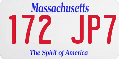 MA license plate 172JP7
