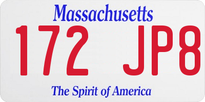 MA license plate 172JP8