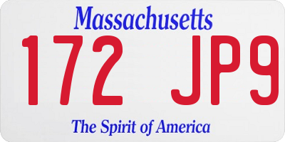 MA license plate 172JP9