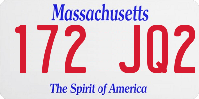 MA license plate 172JQ2