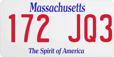MA license plate 172JQ3