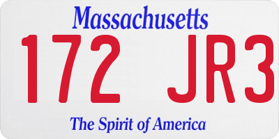 MA license plate 172JR3