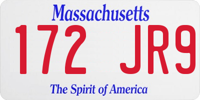 MA license plate 172JR9