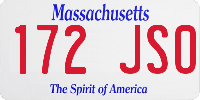 MA license plate 172JS0