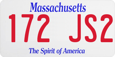 MA license plate 172JS2