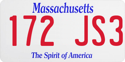 MA license plate 172JS3