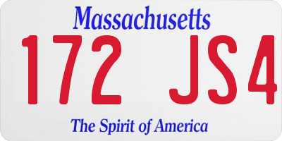 MA license plate 172JS4